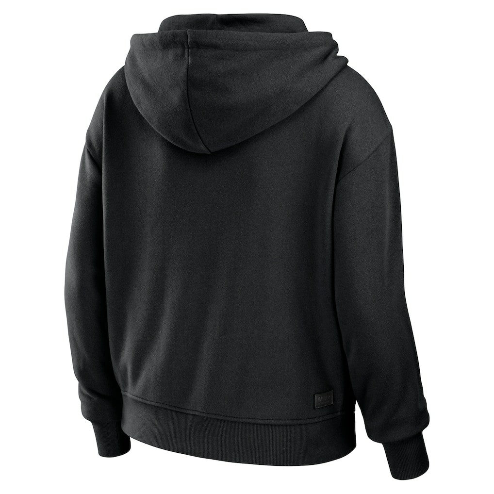 New Orleans Saints WEAR by Erin Andrews Women's Color Block Light Weight Modest Crop Full-Zip Hoodie - Black/White Hoodies