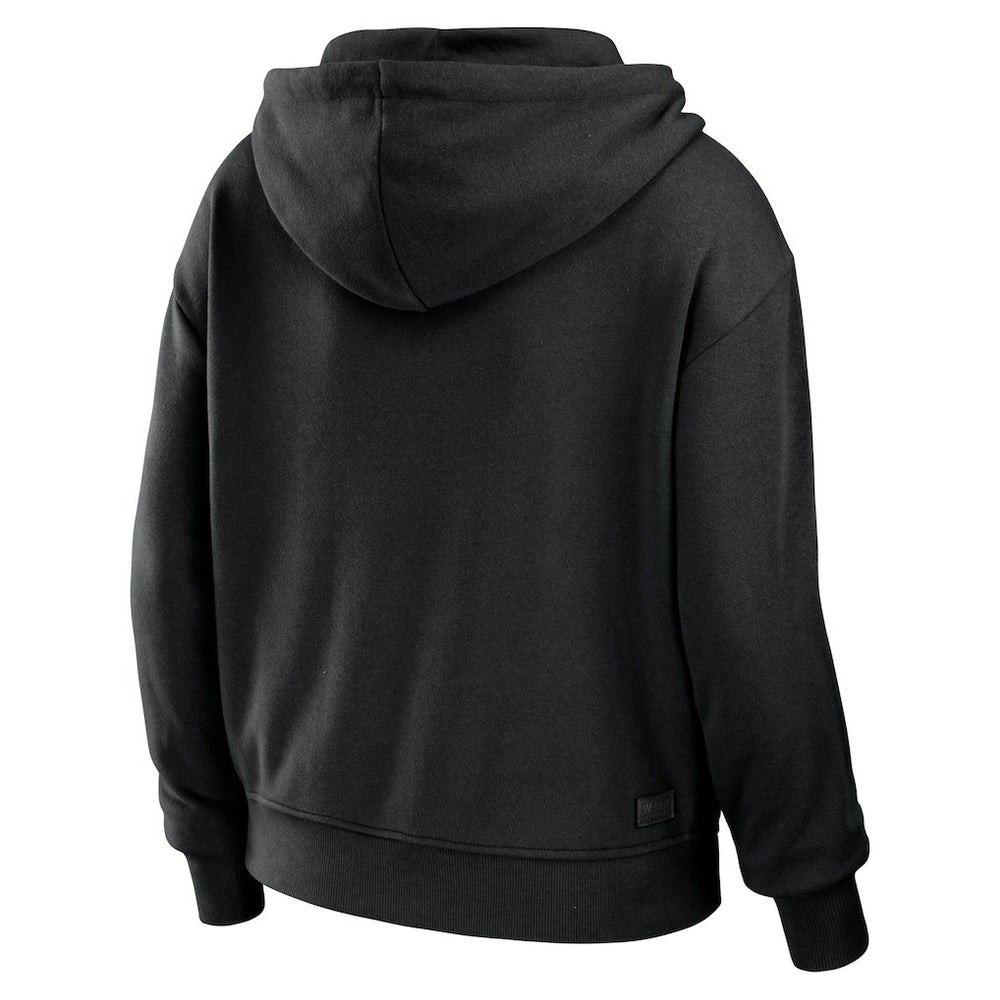 New Orleans Saints WEAR by Erin Andrews Women's Color Block Light Weight Modest Crop Full-Zip Hoodie - Black/White Hoodies