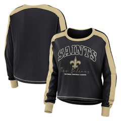 New Orleans Saints WEAR by Erin Andrews Women's Plus Size Colorblock Long Sleeve T-Shirt - Black T-shirts