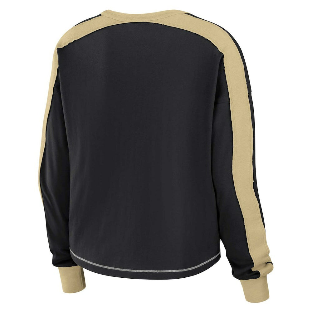 New Orleans Saints WEAR by Erin Andrews Women's Plus Size Colorblock Long Sleeve T-Shirt - Black T-shirts
