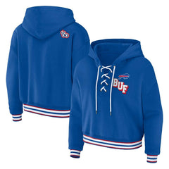 Buffalo Bills WEAR by Erin Andrews Women's Plus Size Lace-Up Pullover Hoodie - Royal Hoodies