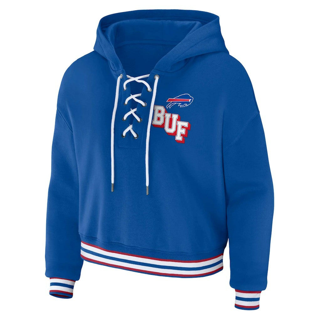 Buffalo Bills WEAR by Erin Andrews Women's Plus Size Lace-Up Pullover Hoodie - Royal Hoodies