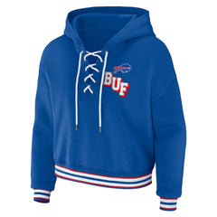 Buffalo Bills WEAR by Erin Andrews Women's Plus Size Lace-Up Pullover Hoodie - Royal Hoodies