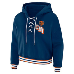 Chicago Bears WEAR by Erin Andrews Women's Plus Size Lace-Up Pullover Hoodie - Navy Hoodies