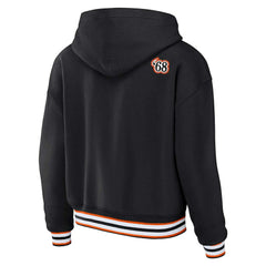 Cincinnati Bengals WEAR by Erin Andrews Women's Plus Size Lace-Up Pullover Hoodie - Black Hoodies