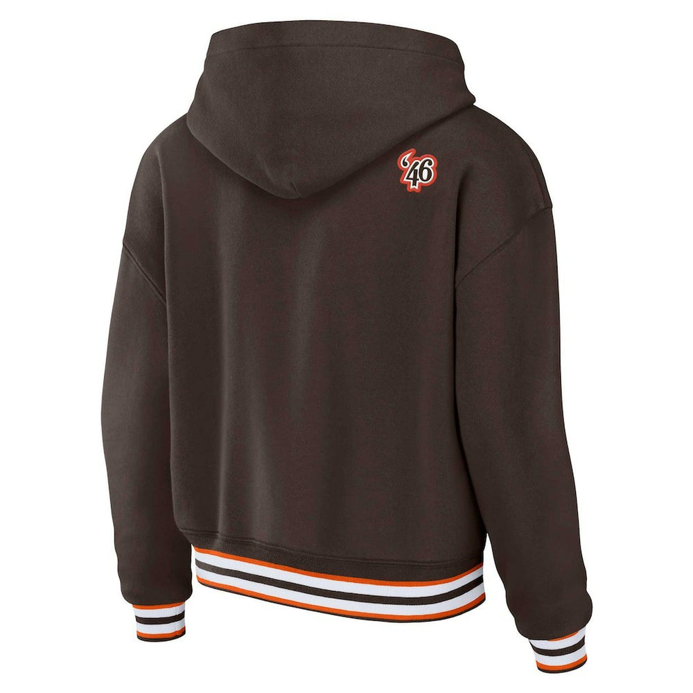 Cleveland Browns WEAR by Erin Andrews Women's Plus Size Lace-Up Pullover Hoodie - Brown Hoodies