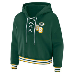 Green Bay Packers WEAR by Erin Andrews Women's Plus Size Lace-Up Pullover Hoodie - Green Hoodies