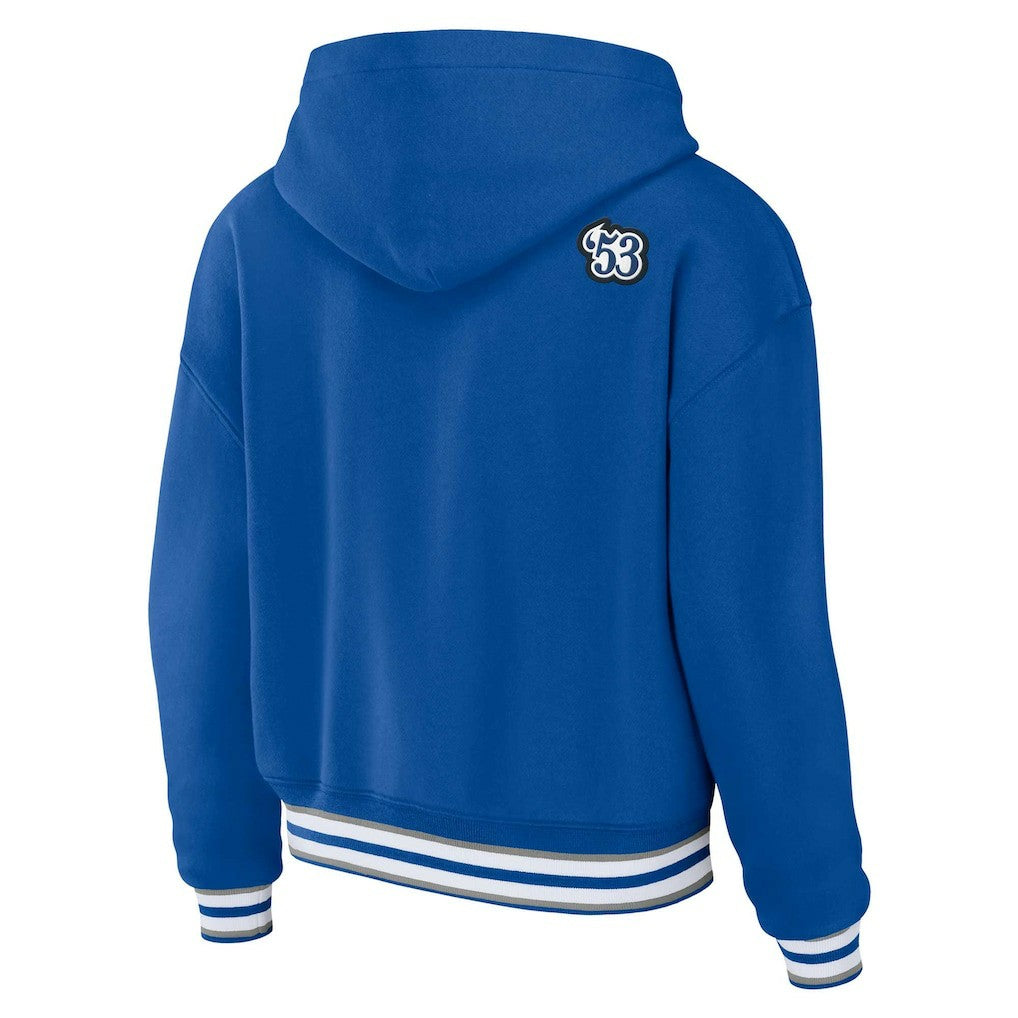Indianapolis Colts WEAR by Erin Andrews Women's Plus Size Lace-Up Pullover Hoodie - Royal Hoodies