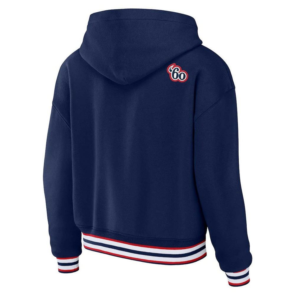 New England Patriots WEAR by Erin Andrews Women's Plus Size Lace-Up Pullover Hoodie - Navy Hoodies