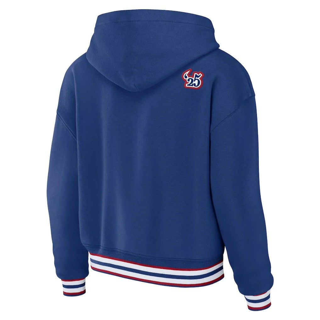 New York Giants WEAR by Erin Andrews Women's Plus Size Lace-Up Pullover Hoodie - Royal Hoodies