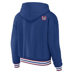 New York Giants WEAR by Erin Andrews Women's Plus Size Lace-Up Pullover Hoodie - Royal Hoodies