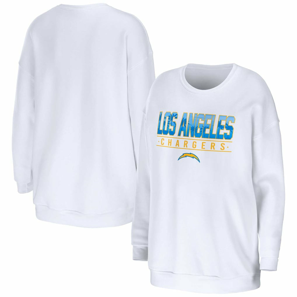Los Angeles Chargers WEAR by Erin Andrews Women's Domestic Pullover Sweatshirt - White Pullover