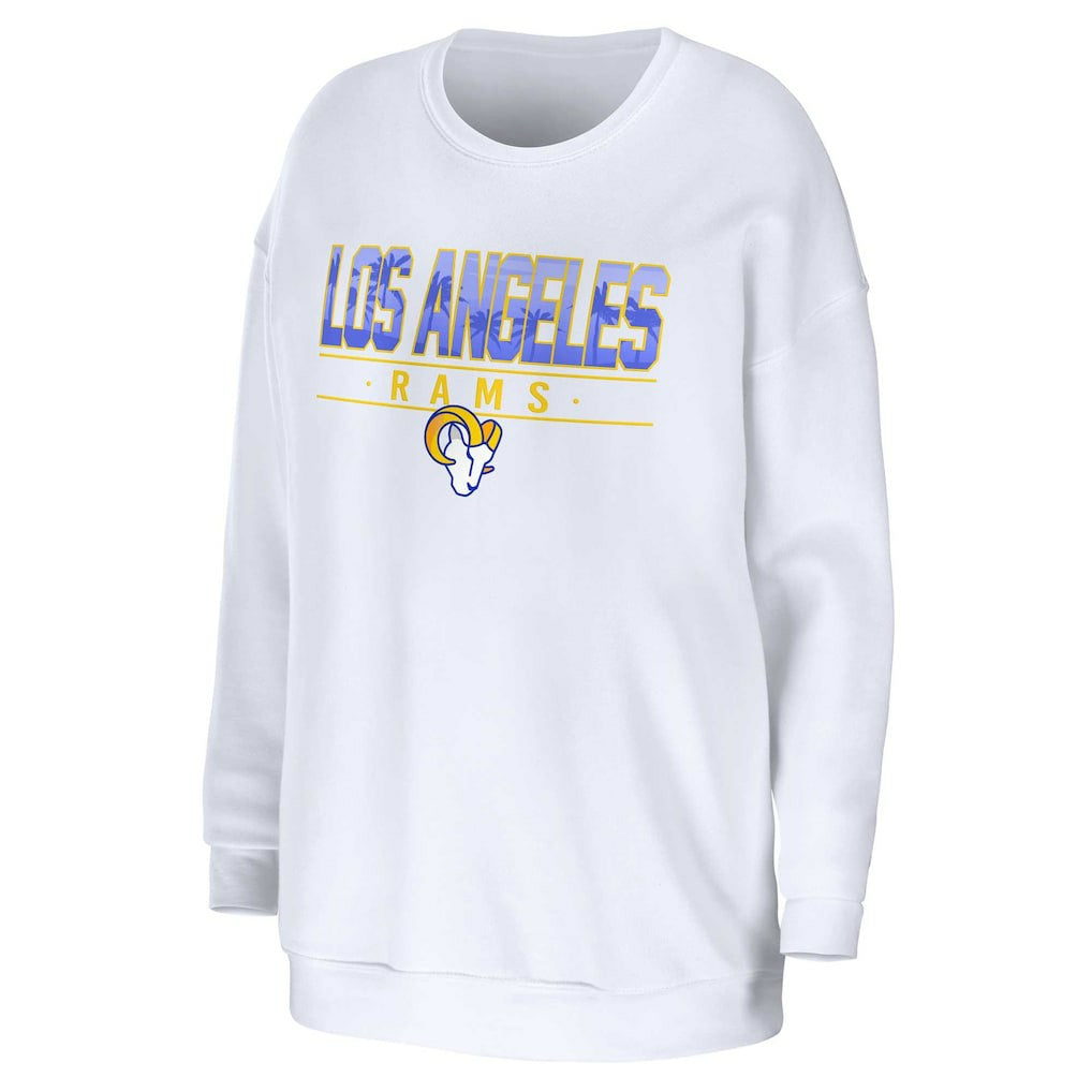Los Angeles Rams WEAR by Erin Andrews Women's Domestic Pullover Sweatshirt - White Pullover