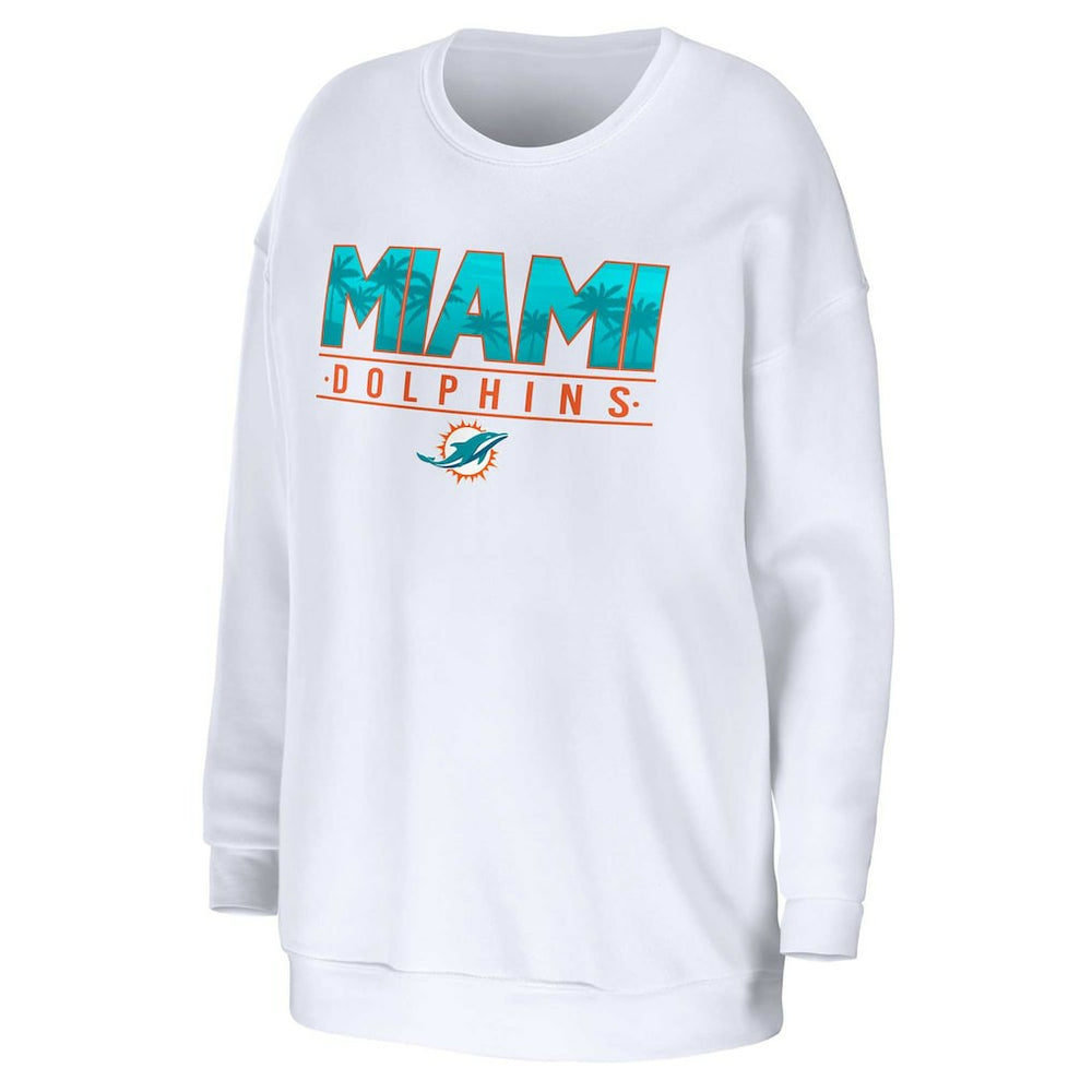 Miami Dolphins WEAR by Erin Andrews Women's Domestic Pullover Sweatshirt - White Pullover