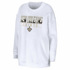 New Orleans Saints WEAR by Erin Andrews Women's Domestic Pullover Sweatshirt - White Pullover