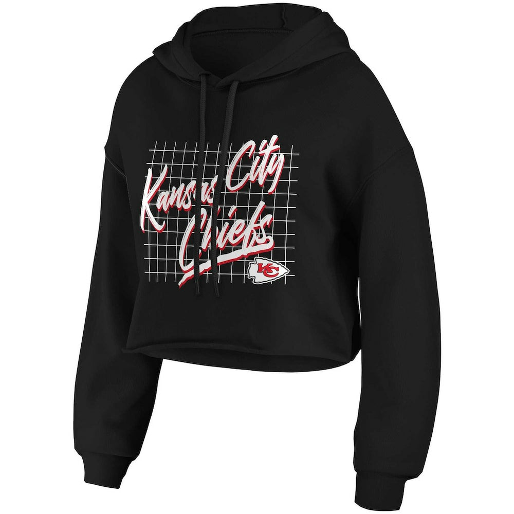 Kansas City Chiefs WEAR by Erin Andrews Women's Domestic Cropped Pullover Hoodie - Black Hoodies