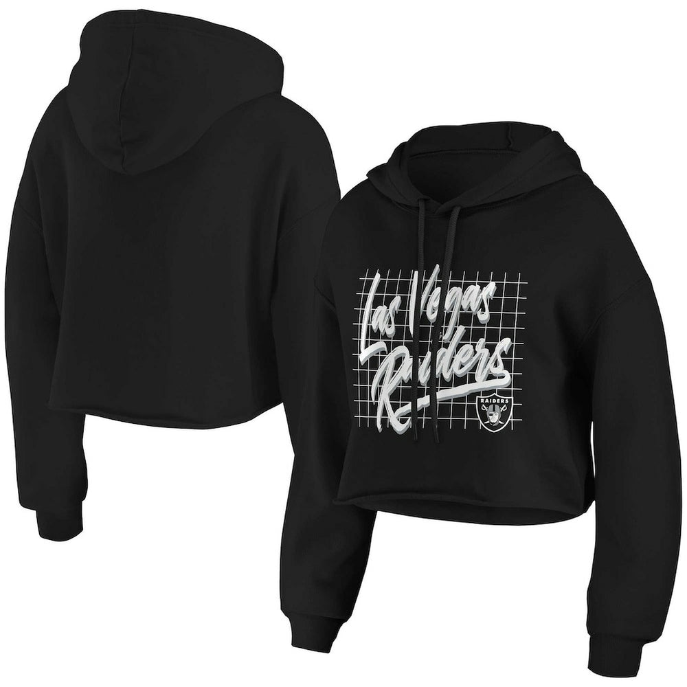 Las Vegas Raiders WEAR by Erin Andrews Women's Domestic Cropped Pullover Hoodie - Black Hoodies