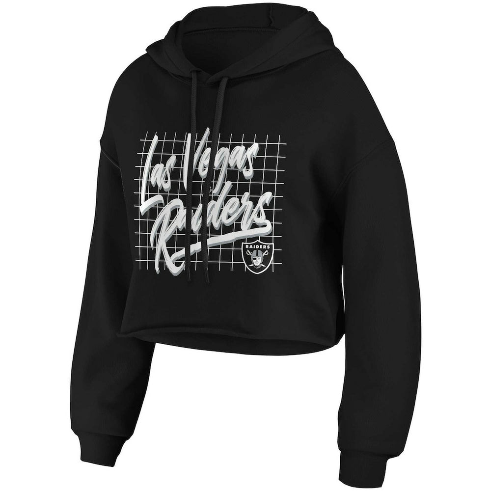 Las Vegas Raiders WEAR by Erin Andrews Women's Domestic Cropped Pullover Hoodie - Black Hoodies
