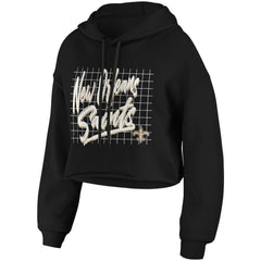 New Orleans Saints WEAR by Erin Andrews Women's Domestic Cropped Pullover Hoodie - Black Hoodies