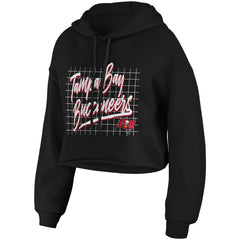 Tampa Bay Buccaneers WEAR by Erin Andrews Women's Domestic Cropped Pullover Hoodie - Black Hoodies