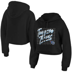 Tennessee Titans WEAR by Erin Andrews Women's Domestic Cropped Pullover Hoodie - Black Hoodies