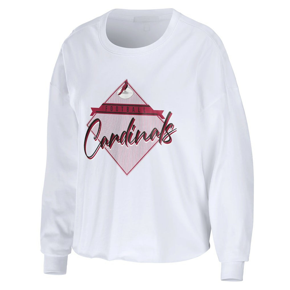 Arizona Cardinals WEAR by Erin Andrews Women's Domestic Cropped Long Sleeve T-Shirt - White T-shirts