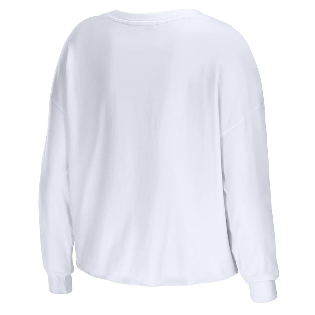 Los Angeles Rams WEAR by Erin Andrews Women's Domestic Cropped Long Sleeve T-Shirt - White T-shirts