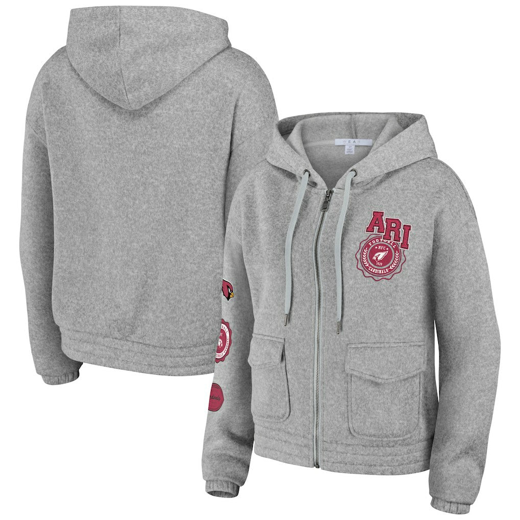 Arizona Cardinals WEAR by Erin Andrews Women's Full-Zip Hoodie - Heather Gray Hoodies