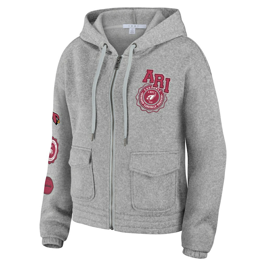 Arizona Cardinals WEAR by Erin Andrews Women's Full-Zip Hoodie - Heather Gray Hoodies