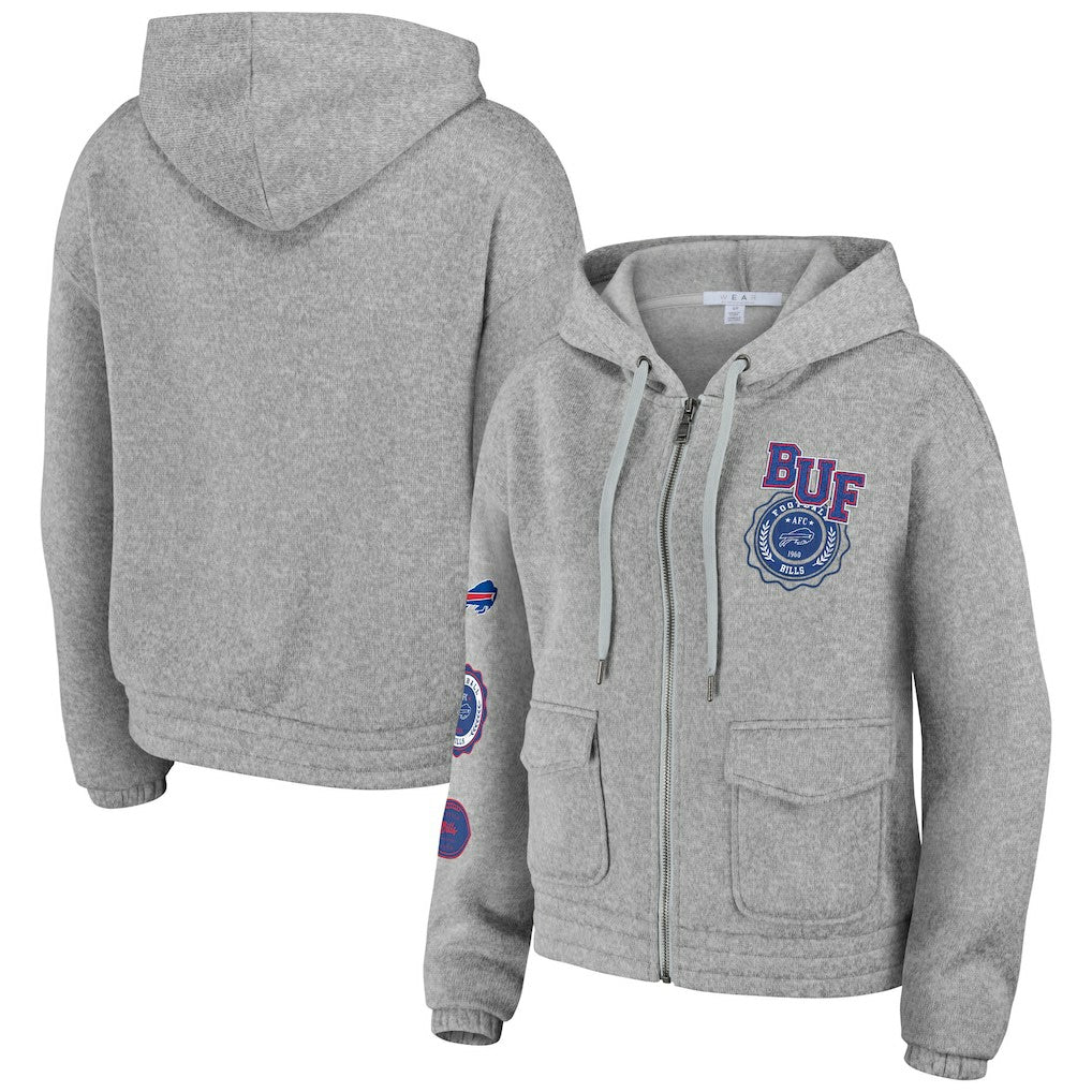 Buffalo Bills WEAR by Erin Andrews Women's Full-Zip Hoodie - Heather Gray Hoodies