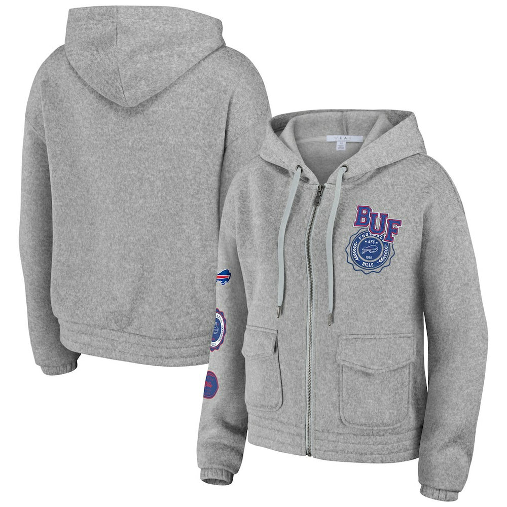 Buffalo Bills WEAR by Erin Andrews Women's Full-Zip Hoodie - Heather Gray Hoodies