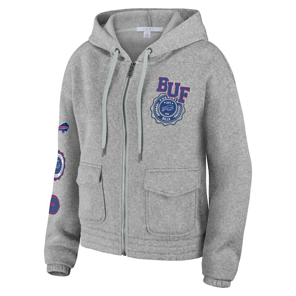 Buffalo Bills WEAR by Erin Andrews Women's Full-Zip Hoodie - Heather Gray Hoodies