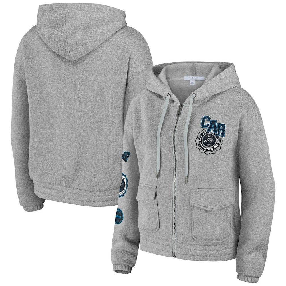 Carolina Panthers WEAR by Erin Andrews Women's Full-Zip Hoodie - Heather Gray Hoodies