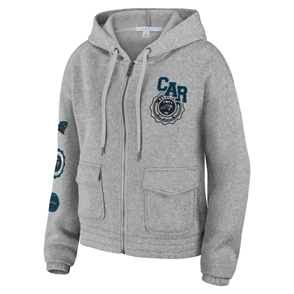 Carolina Panthers WEAR by Erin Andrews Women's Full-Zip Hoodie - Heather Gray Hoodies