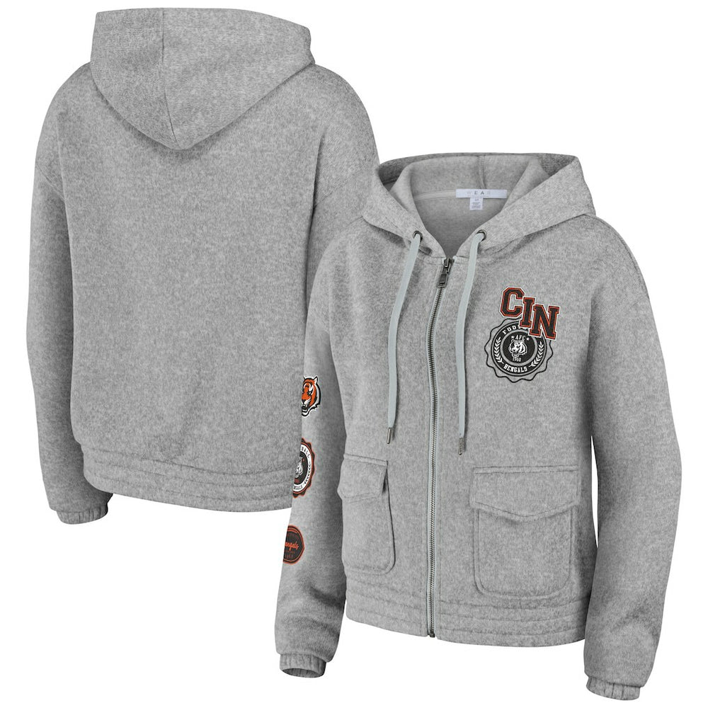 Cincinnati Bengals WEAR by Erin Andrews Women's Full-Zip Hoodie - Heather Gray Hoodies