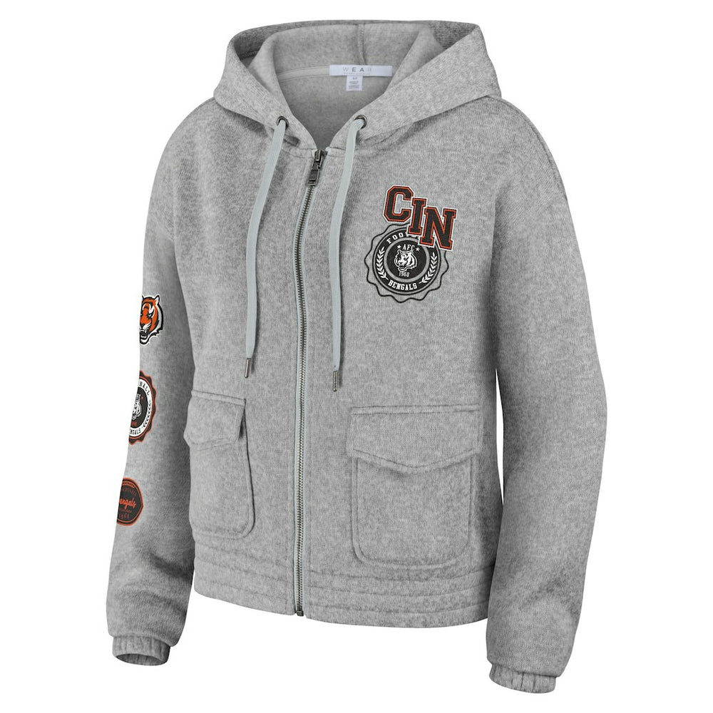 Cincinnati Bengals WEAR by Erin Andrews Women's Full-Zip Hoodie - Heather Gray Hoodies
