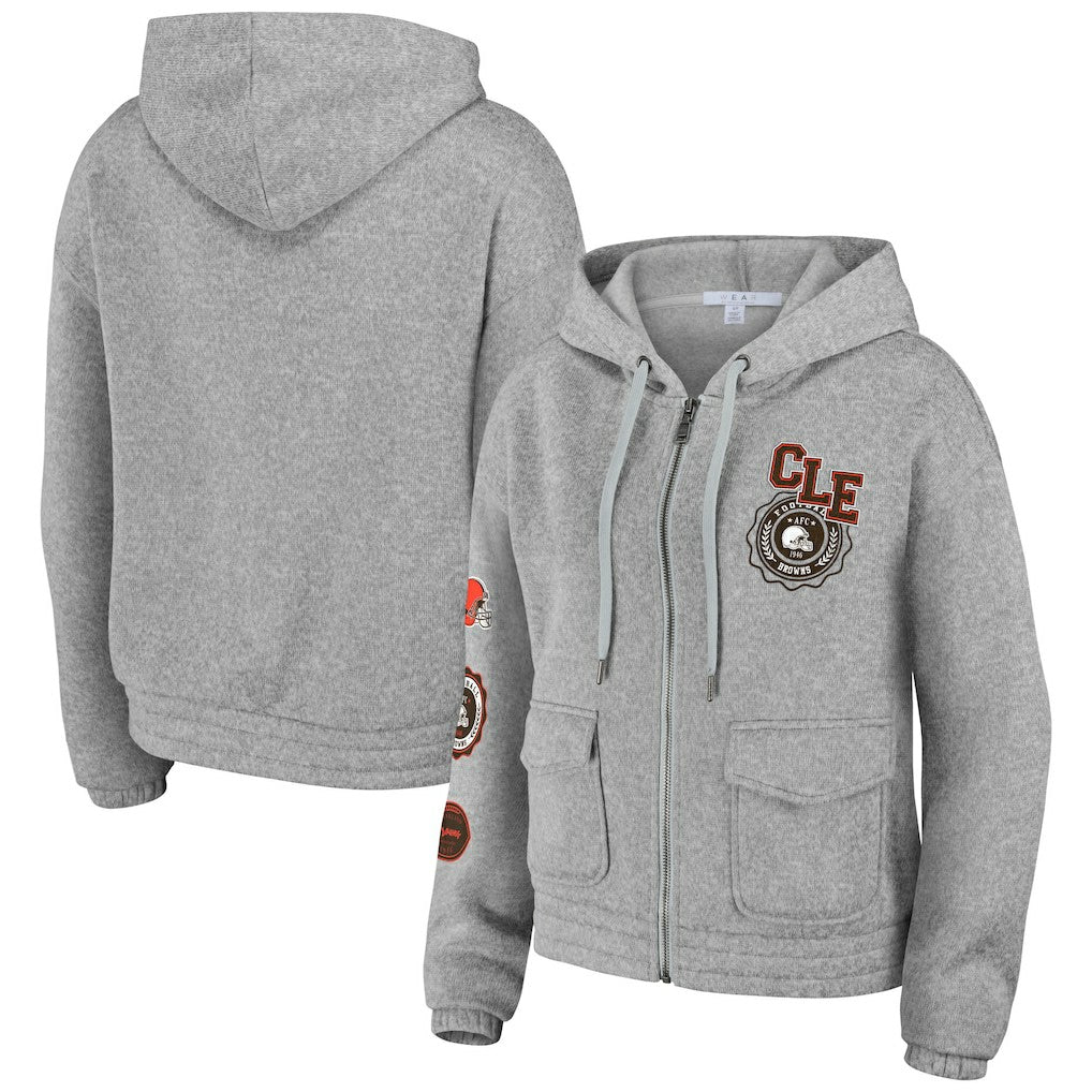 Cleveland Browns WEAR by Erin Andrews Women's Full-Zip Hoodie - Heather Gray Hoodies
