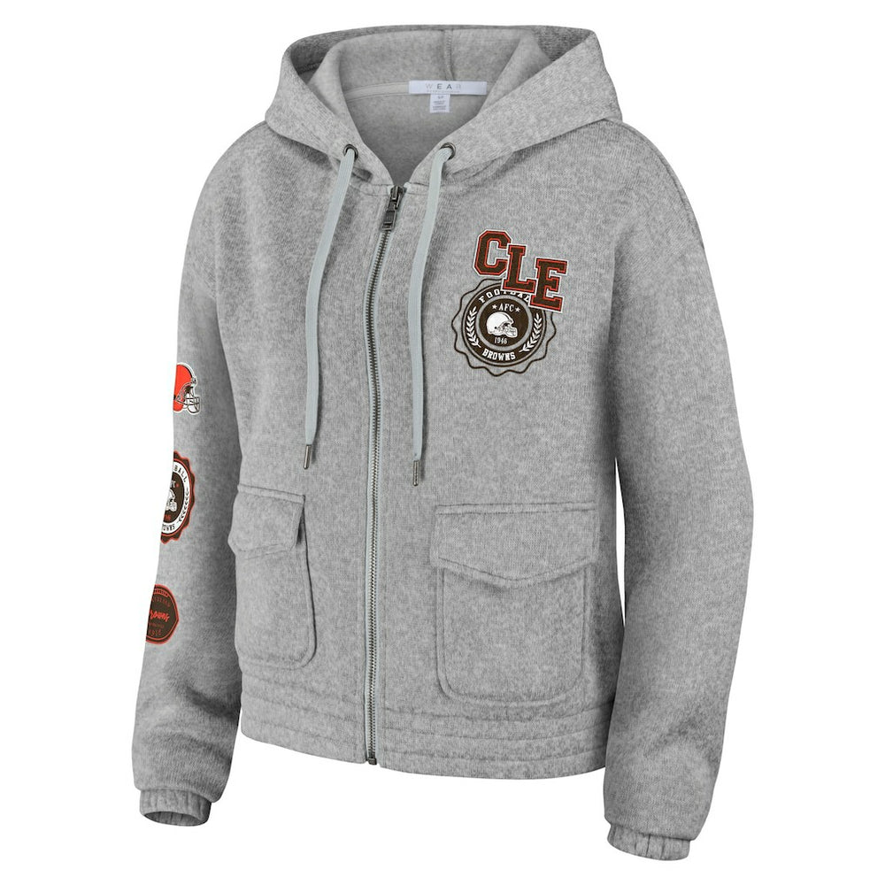 Cleveland Browns WEAR by Erin Andrews Women's Full-Zip Hoodie - Heather Gray Hoodies
