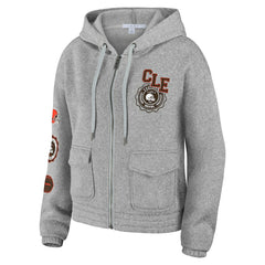 Cleveland Browns WEAR by Erin Andrews Women's Full-Zip Hoodie - Heather Gray Hoodies