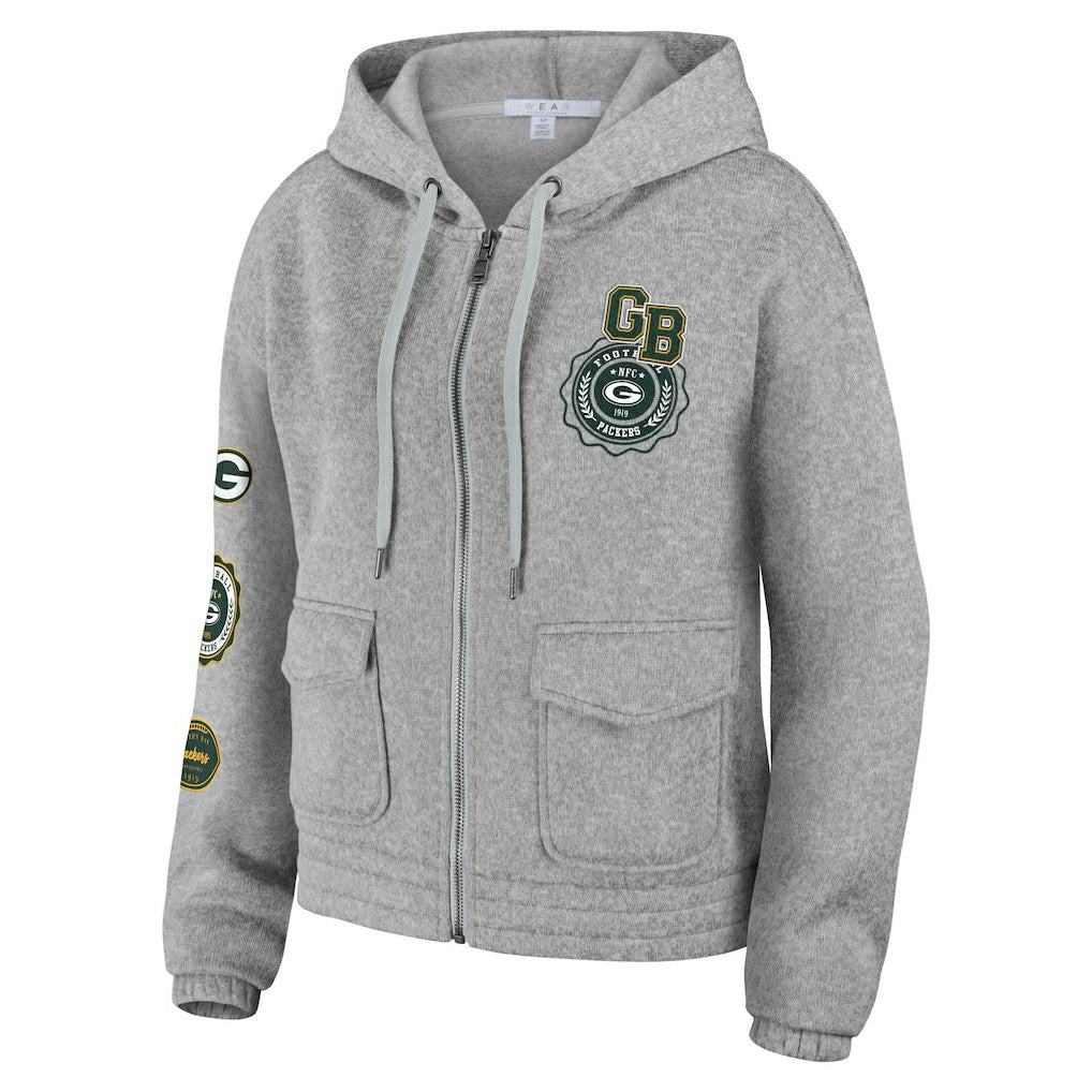 Green Bay Packers WEAR by Erin Andrews Women's Full-Zip Hoodie - Heather Gray Hoodies