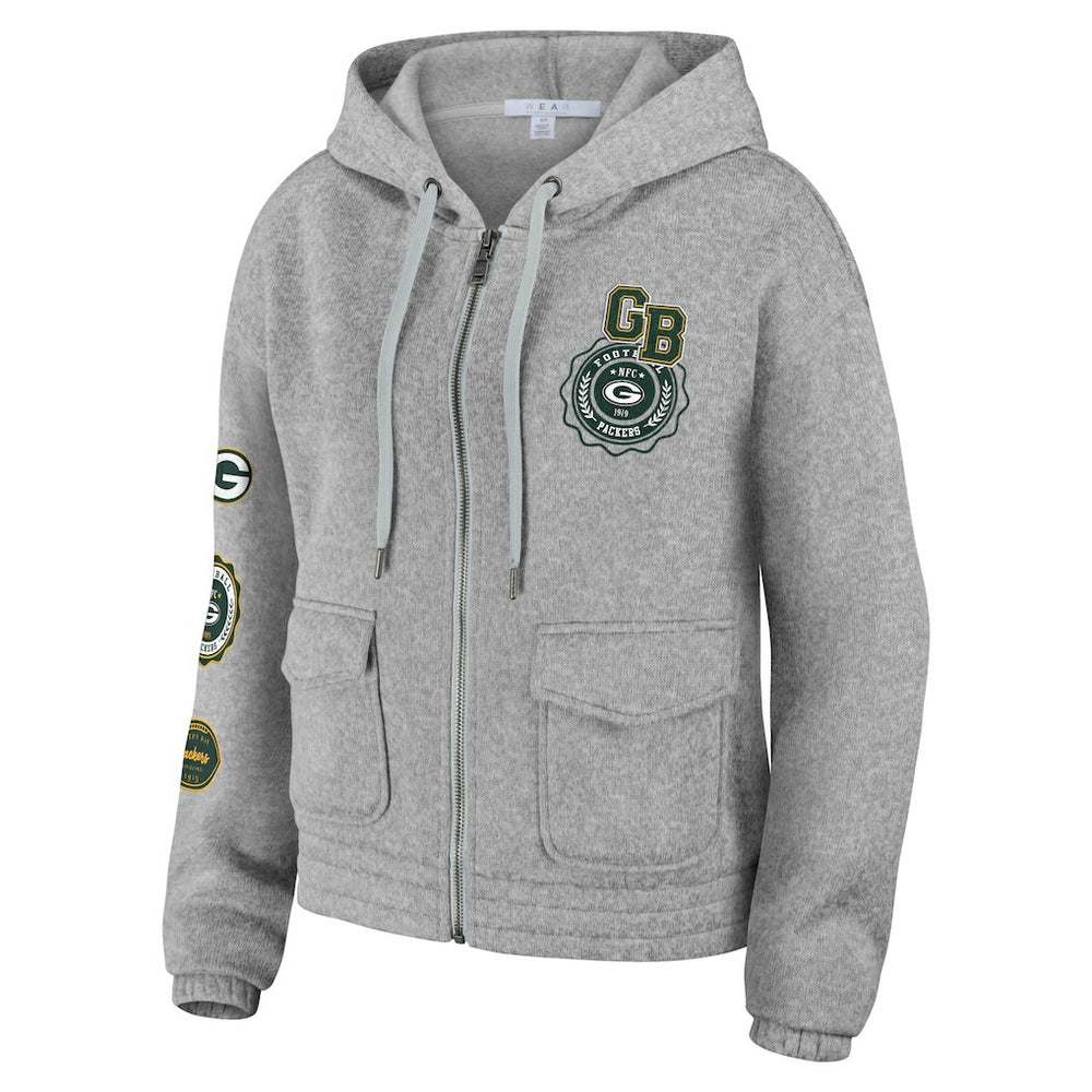 Green Bay Packers WEAR by Erin Andrews Women's Full-Zip Hoodie - Heather Gray Hoodies
