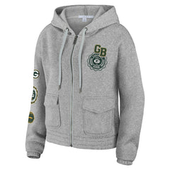 Green Bay Packers WEAR by Erin Andrews Women's Full-Zip Hoodie - Heather Gray Hoodies