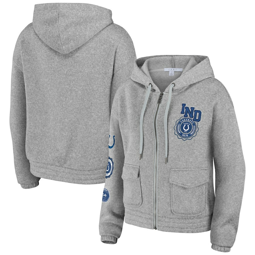 Indianapolis Colts WEAR by Erin Andrews Women's Full-Zip Hoodie - Heather Gray Hoodies