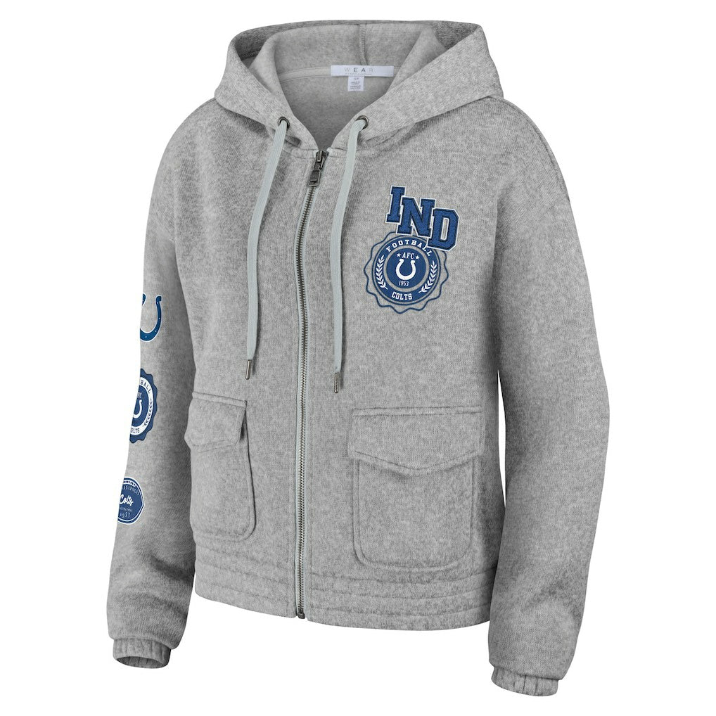 Indianapolis Colts WEAR by Erin Andrews Women's Full-Zip Hoodie - Heather Gray Hoodies