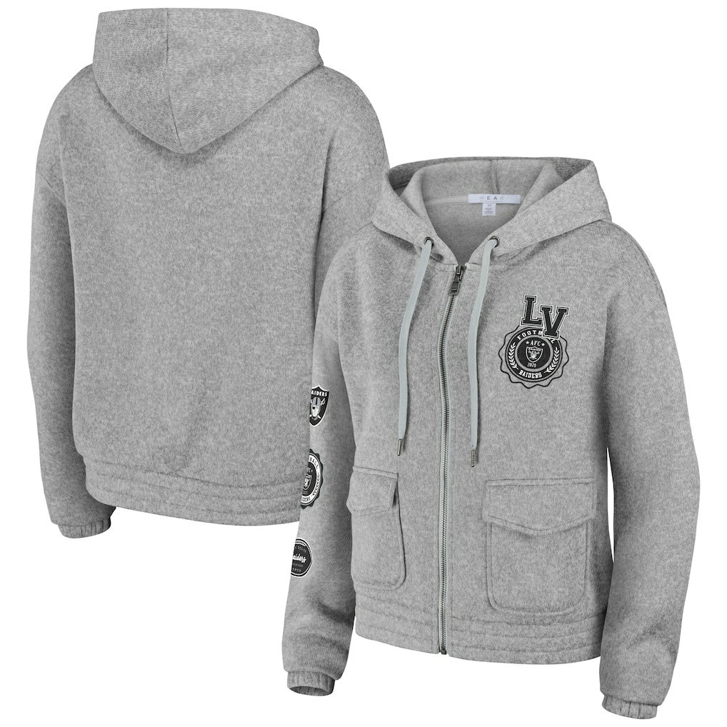 Las Vegas Raiders WEAR by Erin Andrews Women's Full-Zip Hoodie - Heather Gray Hoodies