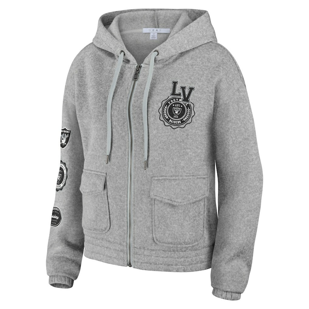 Las Vegas Raiders WEAR by Erin Andrews Women's Full-Zip Hoodie - Heather Gray Hoodies