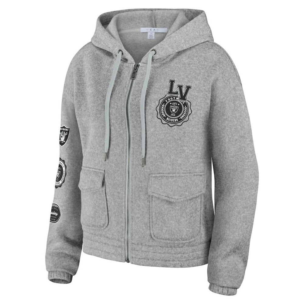 Las Vegas Raiders WEAR by Erin Andrews Women's Full-Zip Hoodie - Heather Gray Hoodies