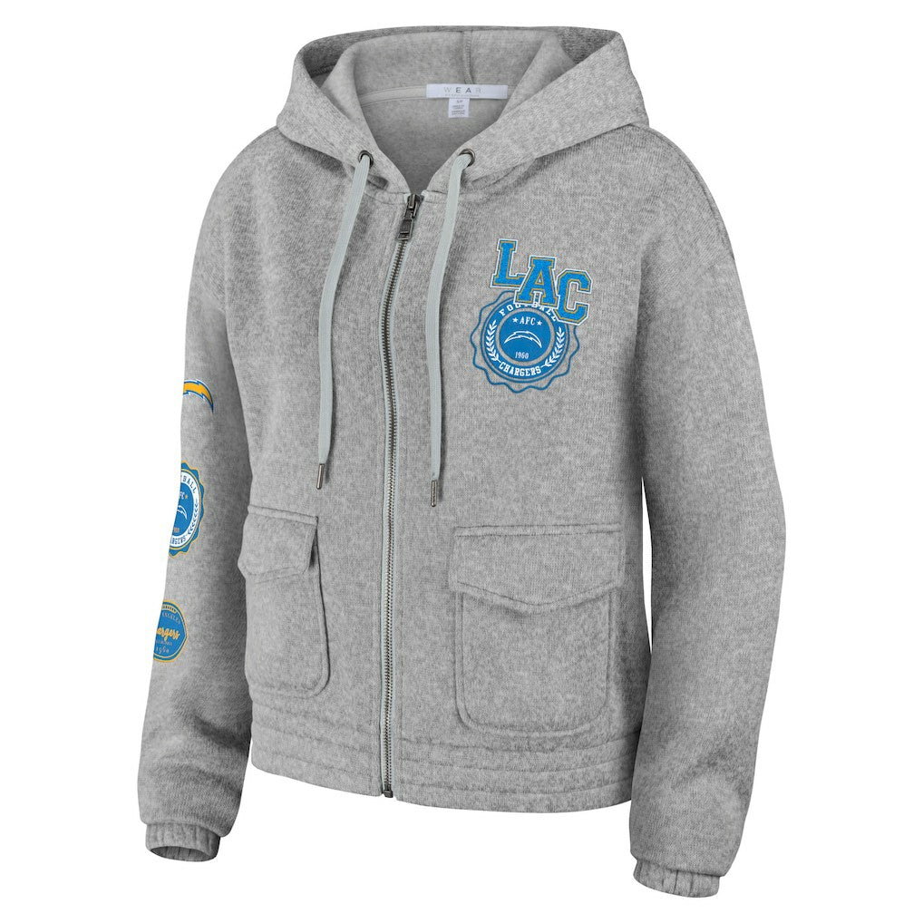 Los Angeles Chargers WEAR by Erin Andrews Women's Full-Zip Hoodie - Heather Gray Hoodies