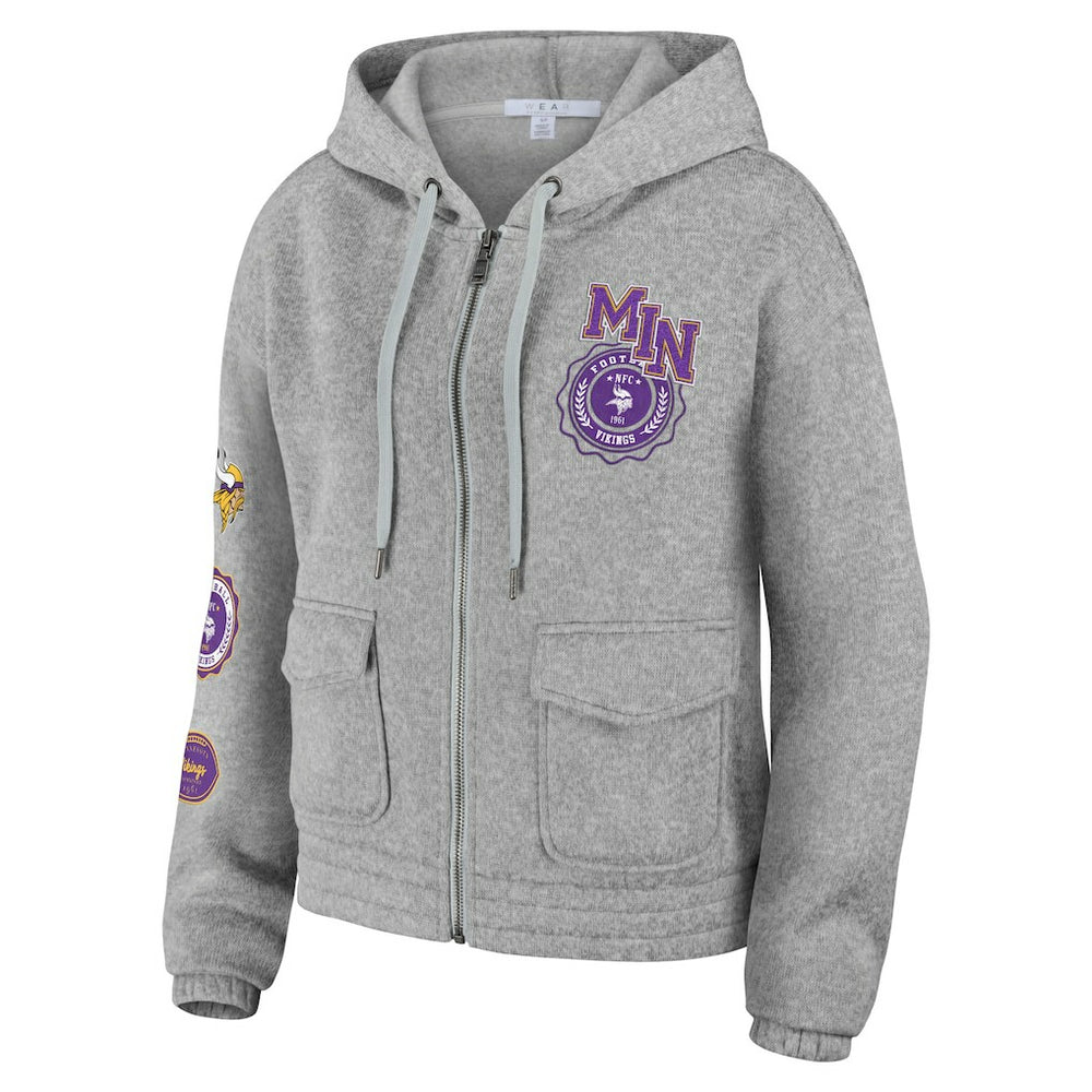Minnesota Vikings WEAR by Erin Andrews Women's Full-Zip Hoodie - Heather Gray Hoodies