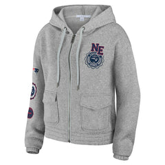 New England Patriots WEAR by Erin Andrews Women's Full-Zip Hoodie - Heather Gray Hoodies